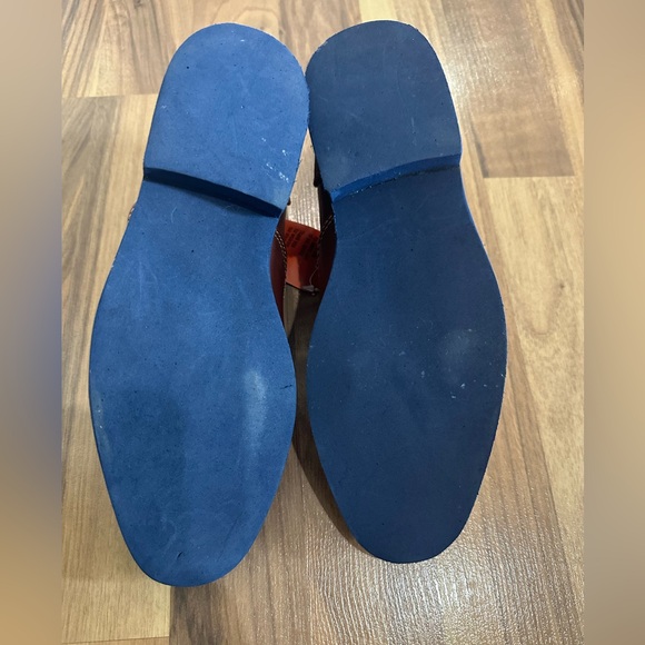 NWT, Boys Size 1.5 Deer Stags Dress Shoes, Brown with Blue soles. - Picture 3 of 6